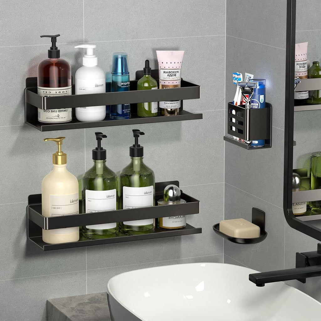Shower Caddy,Shower Organizer 4 Pack,Aluminum,Adhesive Installation