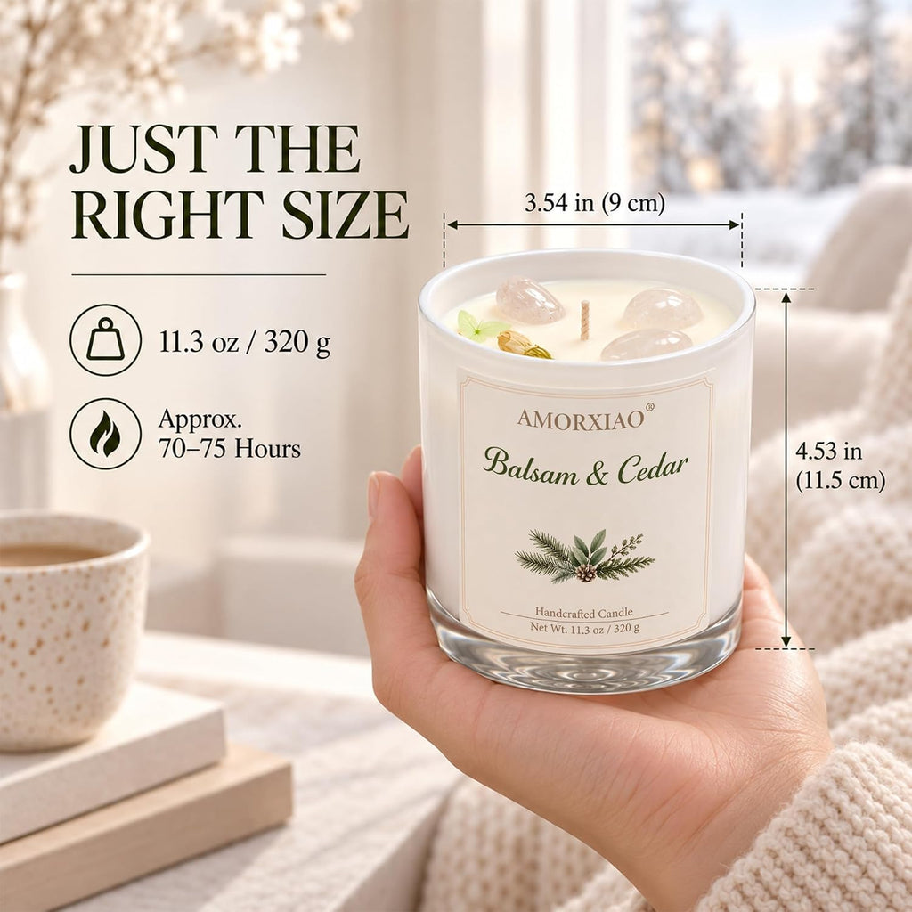Balsam & Cedar Scented Candle, 11.3 Oz Natural Soy Wax Gift for Women