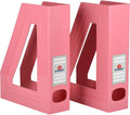 Acrimet Magazine File Holder, Vertical Desk Organizer, Solid Pink, 2 Pack
