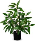 Artificial Plants Indoor with Pot, 19.7" Fake Potted Plants Eucalyptus Leaves, Silk Plant for Home Decor Indoor Plants Artificial for Home Office Bedroom Farmhouse Entry Table Shelf Decor, Deep Green