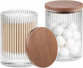 SheeChung 2 Pack Glass Apothecary Jar with Dark Wood Lid