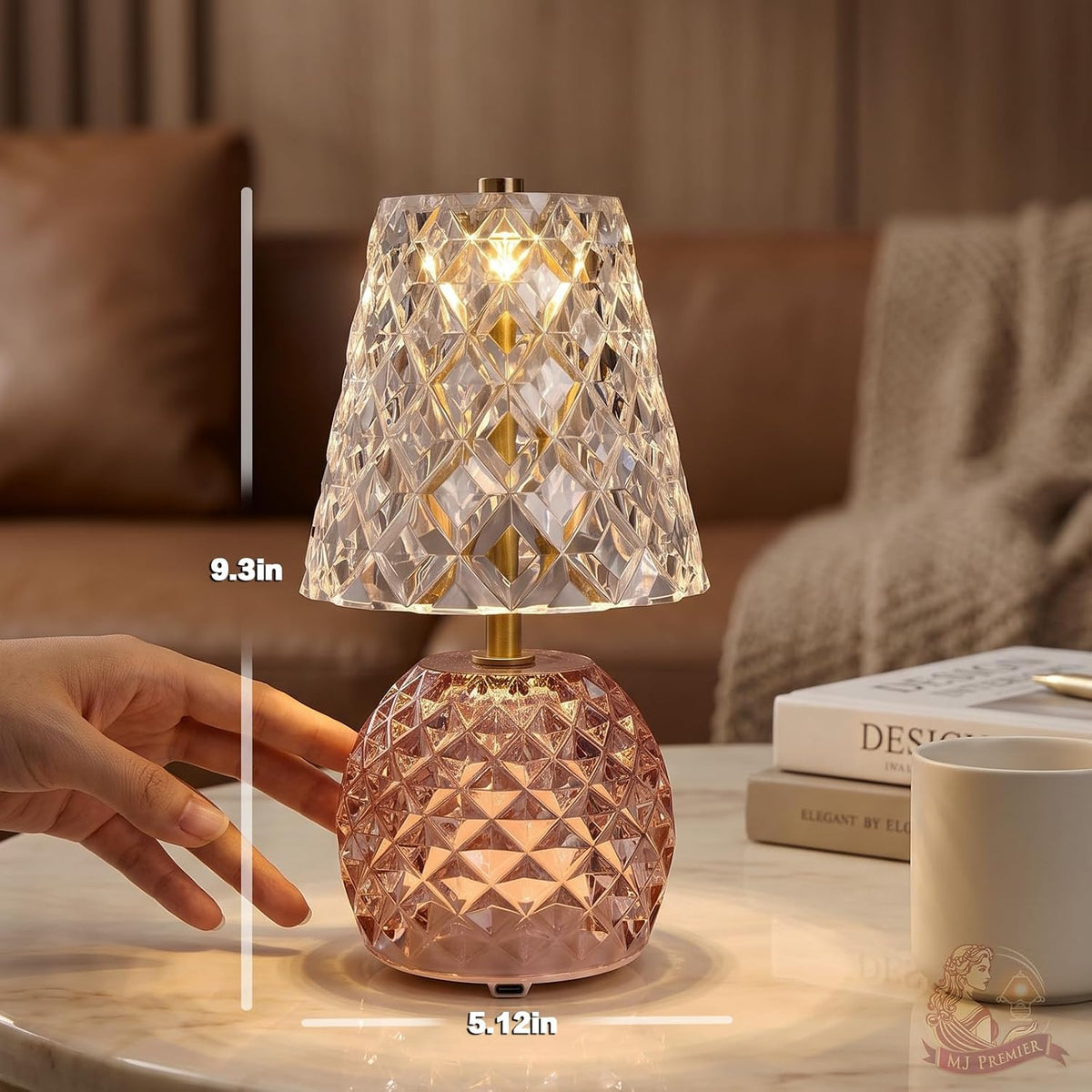 MJ PREMIER Rechargeable Table Lamp Cordless Mushroom Lamp with Timer Pink