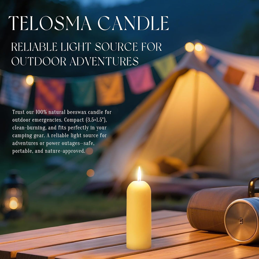 Natural Beeswax Emergency Pillar Candles, Pack of 15, Yellow, Long Lasting