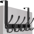 SKOLOO Over The Door Hook - for Doors up to 1-3/4'' Thickness, Metal Door Hanger with 5 Triple Hooks, Black Over The Door Hanger for Coats, Hats, Towels, Assembly Required
