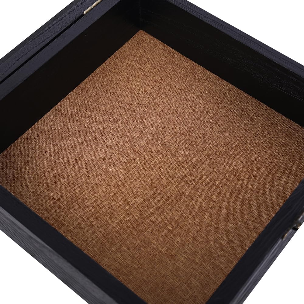 15x15 Extra Deep Large Shadow Box, 4-Inch Exterior Depth, Solid Wood, Black