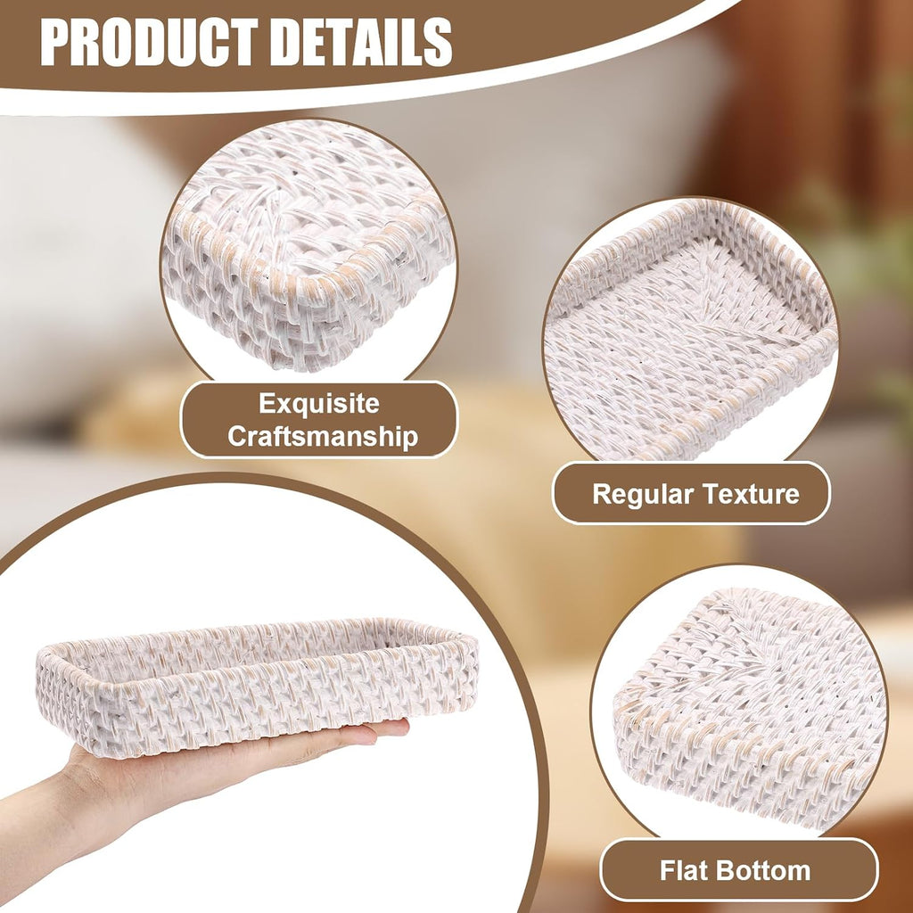 BTSKY Small Remote Basket for Coffee Table Entryway Living Room, Rattan
