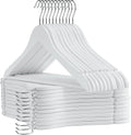 White Wooden Hangers 30 Pack Slim Coat Hangers for Closet with Smooth Finish,Shirt,Suit,Dress,Heavy Duty Clothes Hanger