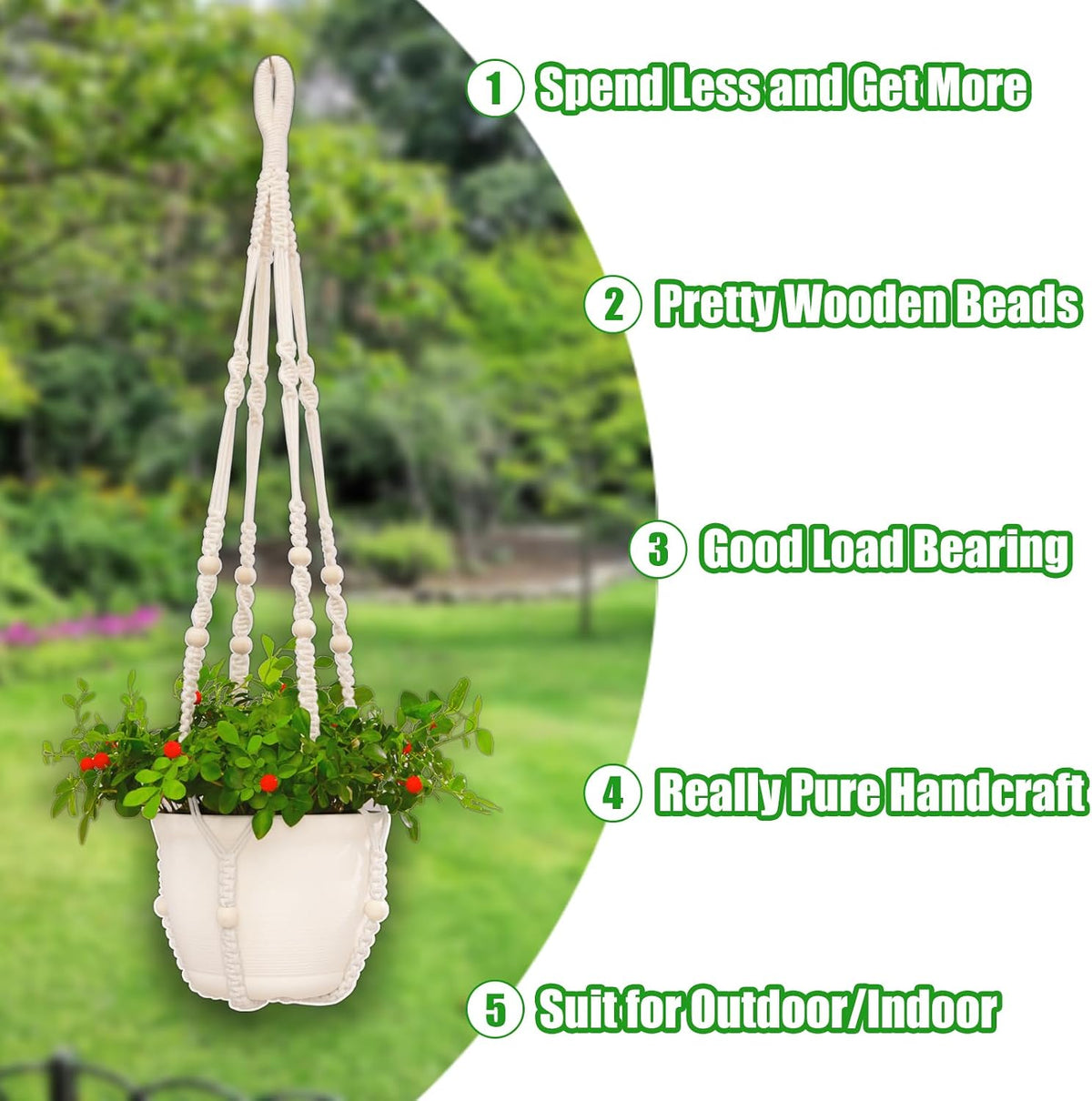 4 Pack Macrame Plant Hangers Indoor Set Large Crochet Hanging Holder, White