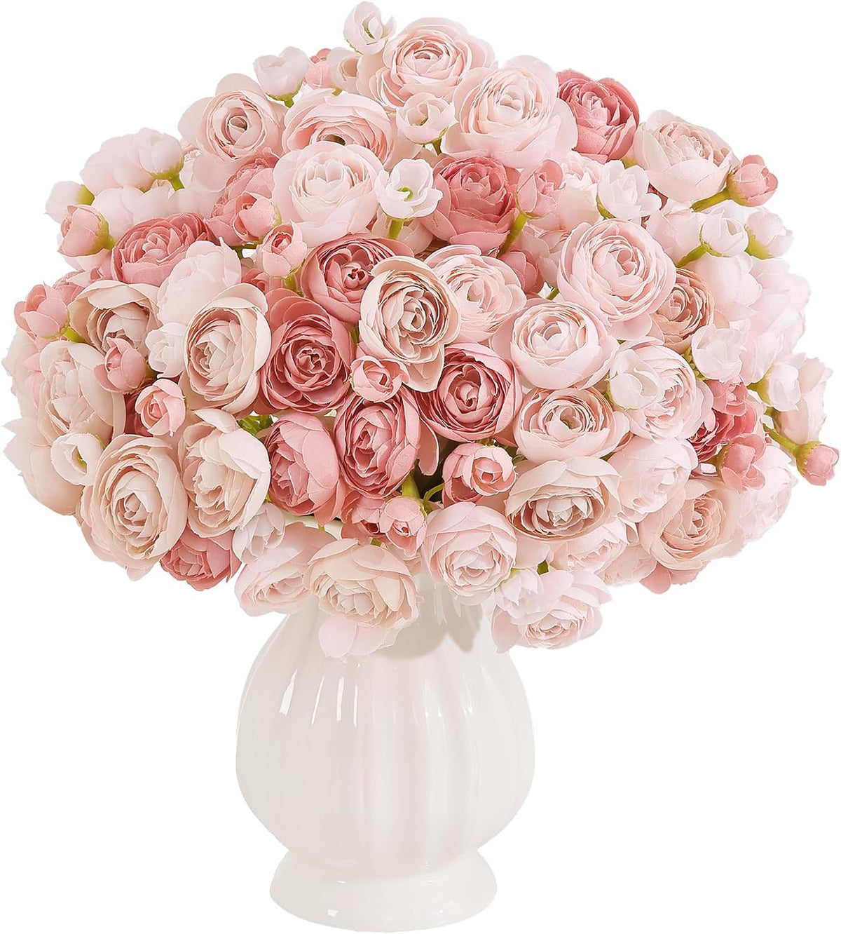 U'Artlines Mini Ranunculus Artificial Flowers Bouquet 40 PCS Dusty Rose
