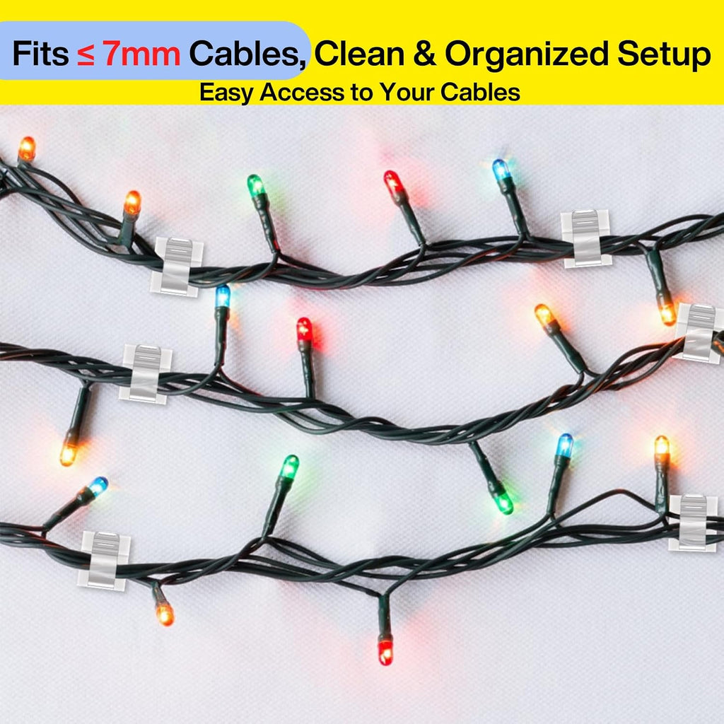 [70 Pcs] Adhesive Cable Clips, Cable Management Clips to Keep Desk Clean, Cord Clips Include 50 Small & 20 Large Adhesive Cable Organizer for Desk, Wall, TV, Home Office Essentials, Clear
