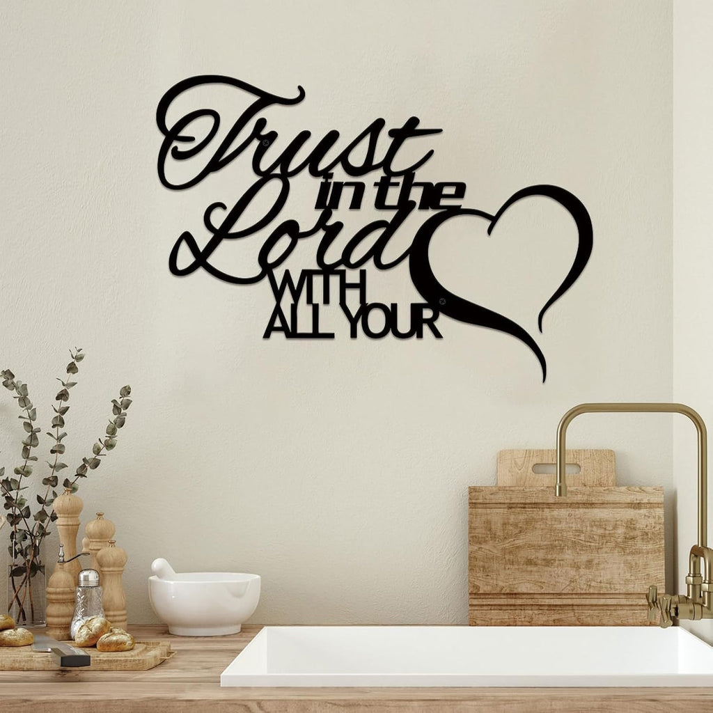 ESTART Trust in the Lord with all Your Heart Metal Wall Decor Sign