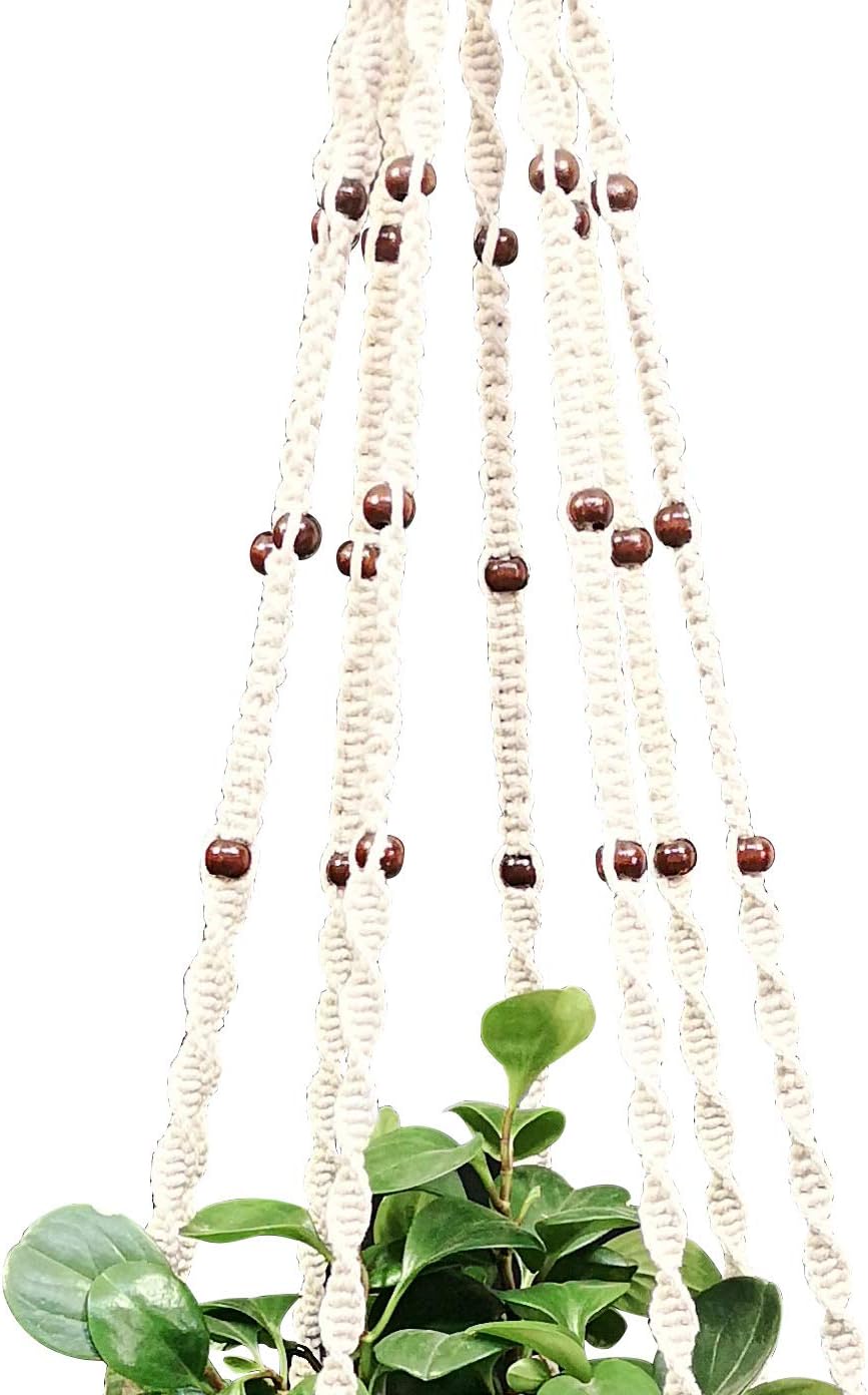 Cotton Rope Macrame Plant Hanger Hanging Planter 8 Legs 63 Inch, Hook, Plant and Pot not Included for 12-13 inch Plant Pot (Cream-Cotton)