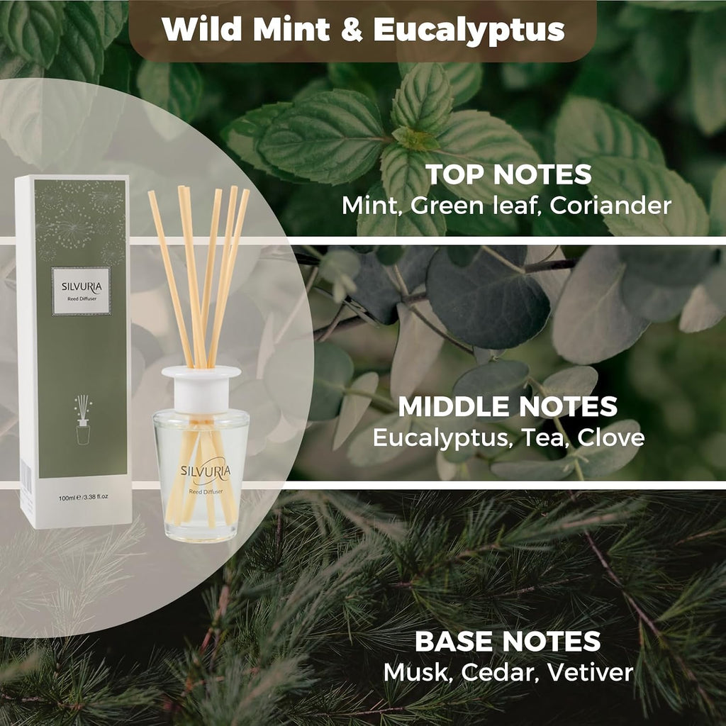 Wild Mint & Eucalyptus Essential Scented Oil Reed Diffuser Set