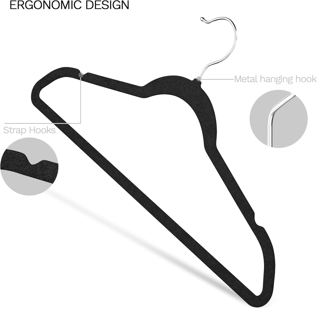 New Premium Velvet Hangers 20 Pack, Non Slip Clothes Hangers, Black