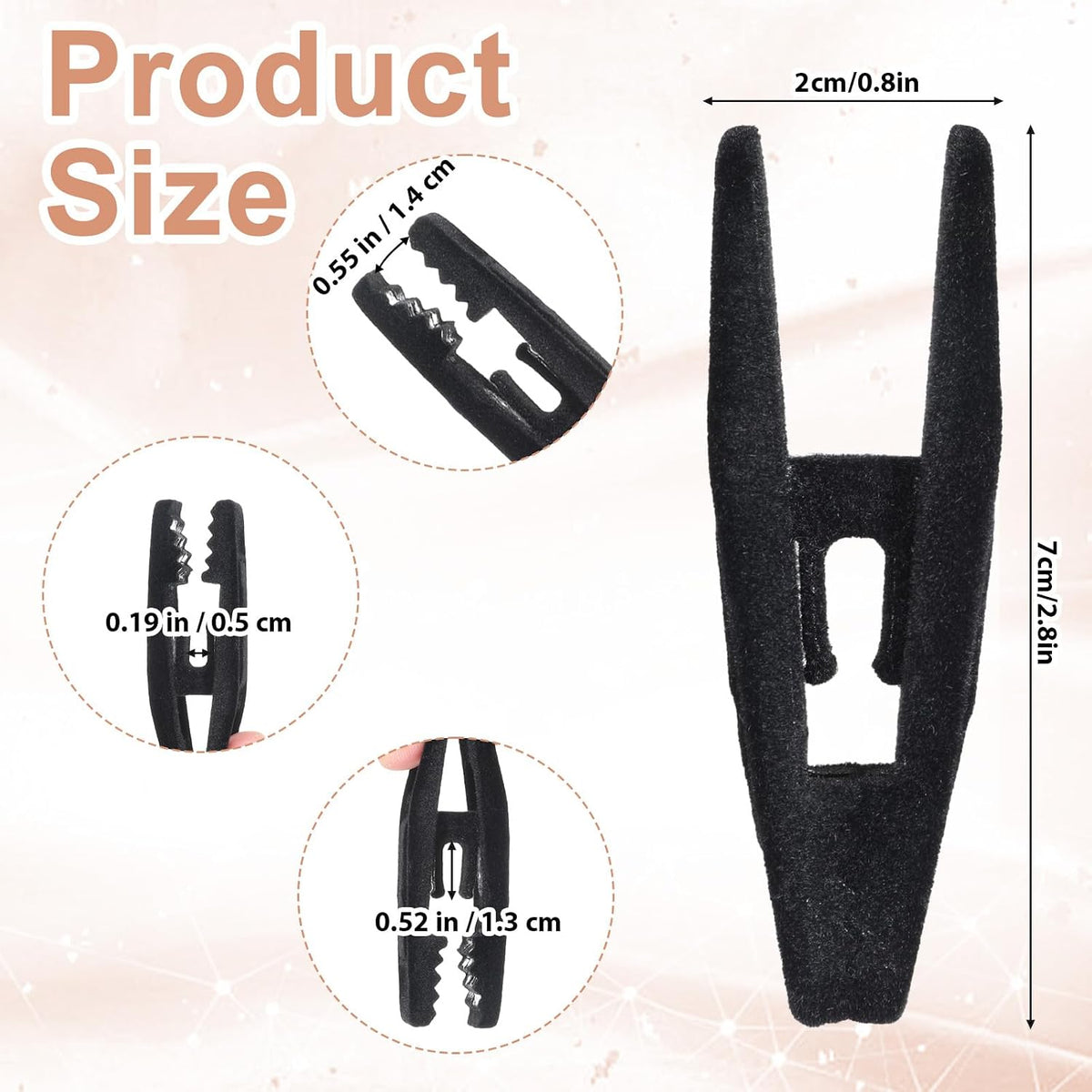 60 PCS Black Velvet Hangers Clips, Non-Slip Strong Finger Clip for Hangers