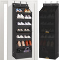 STORAGE MANIAC Over the Door Shoe Organizer with Curtain Dustproof Heavy-Duty Large Deep Pocket Hanging Shoe Organizer for Closet Dorm & Narrow Door Storage Shoe Holder Shoe Rack, 7-Shelf Black 1 Pack