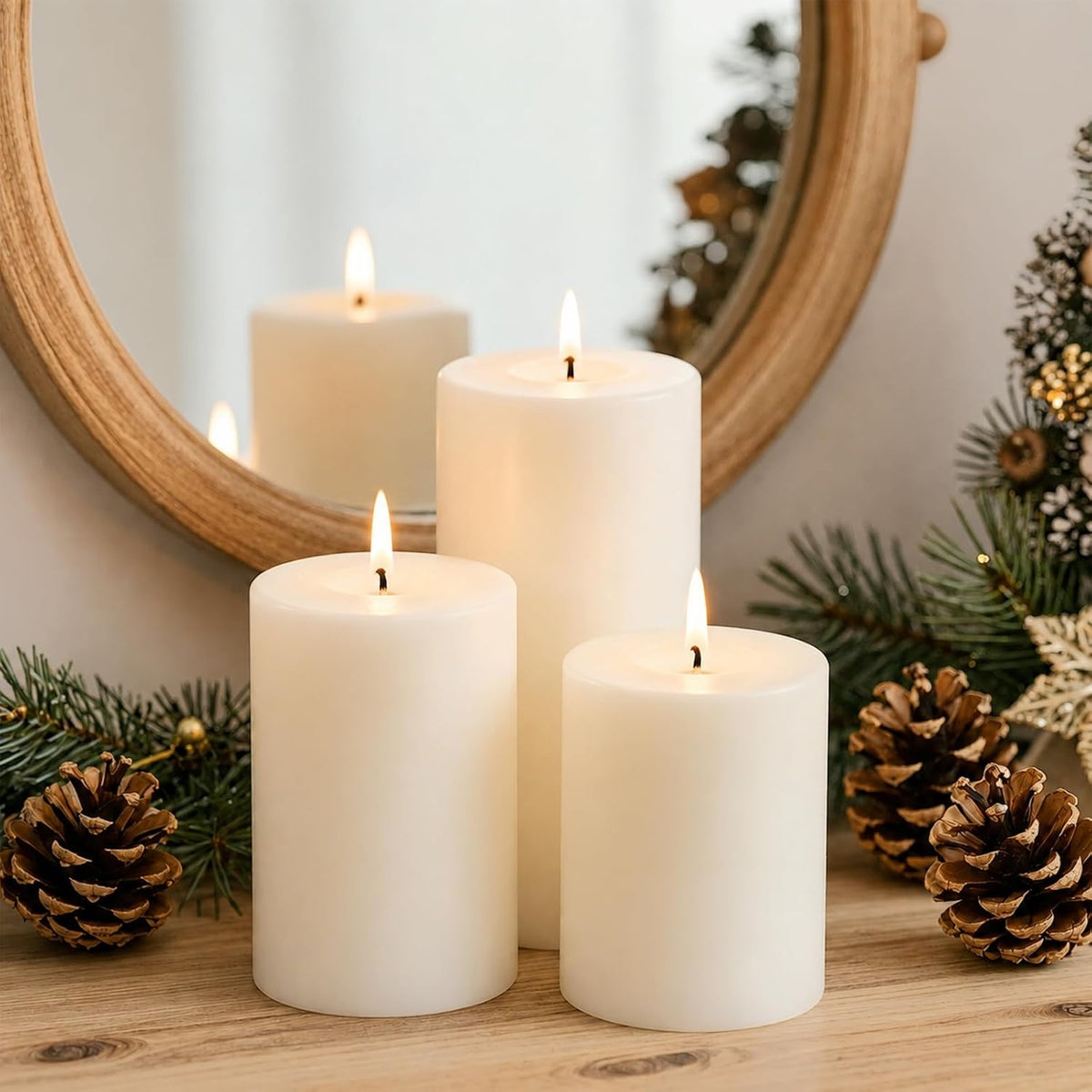 Sage Candles for Cleansing, 6 Pack 2 * 4 Inches White Pillar Candles for Home, Long Burn Soy Candle, Candle Gift Set for Women