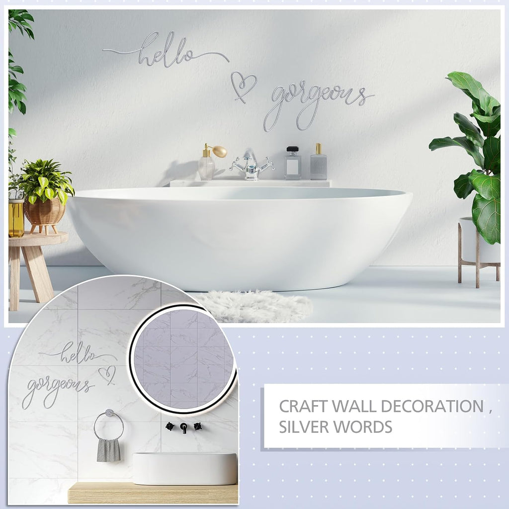 Hicarer Metal Hello Gorgeous Wall Art Minimalist Wall Decor, Silver