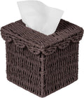 CubesLand Square Wicker Tissue Box Cover W/Scalloped Lid for Home Decor