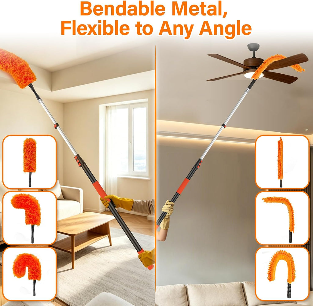 26FT High Reach Duster with Extension Pole 5-20FT, 4-in-1 Cleaning Kit
