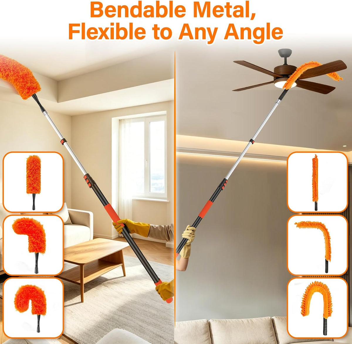 26FT High Reach Duster with Extension Pole 5-20FT, 4-in-1 Cleaning Kit