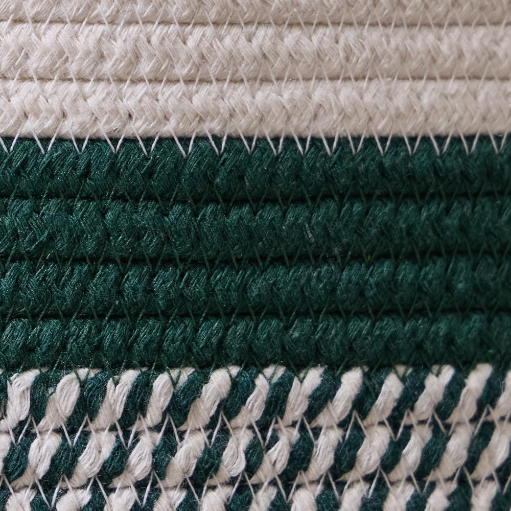 Luxury Little Extra Large Nursery Storage Basket, 20 x 20 x 13.8 inches - 100% Cotton Rope Baskets with Handles, Blanket Basket for Toys, Blankets & Pillows (Green)