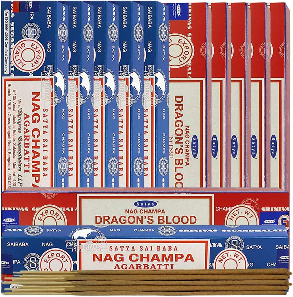 Nag Champa Incense Sticks And Dragon'S Blood Incense Sticks With Incense Holder Bundle For Home Fragrance And Spiritual Décor