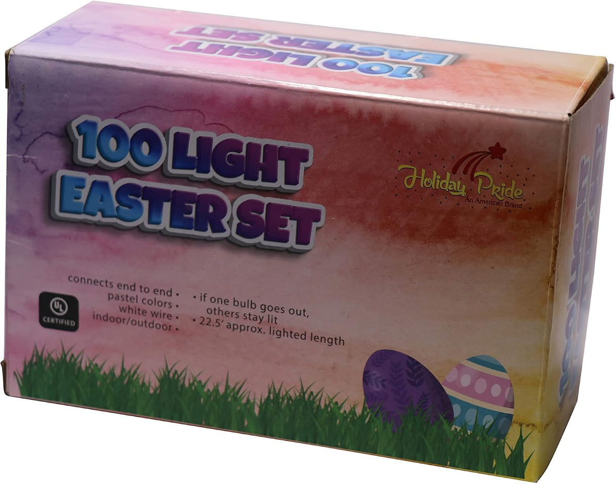 Dobar Easter Lights String - 100 Count - 24 Ft - Static and Flashing Modes