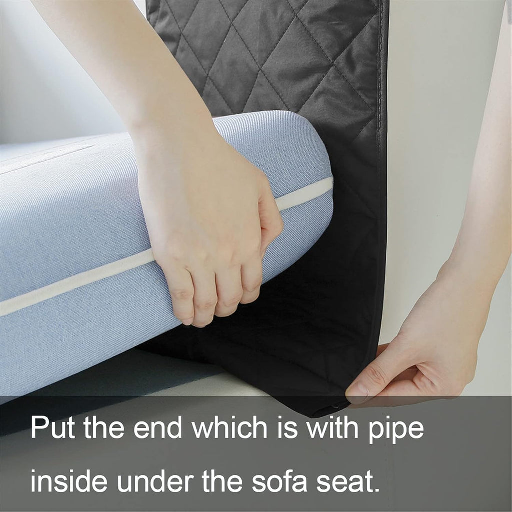 MDSTOP Couch Cup Holder Tray with Detachable Tray, Flodable Anti-Slip Sofa Armrest Tray Tables, Chair Couch Armrest Organizer Caddy for Snacks Remote Storage (Black1, 32" × 13")