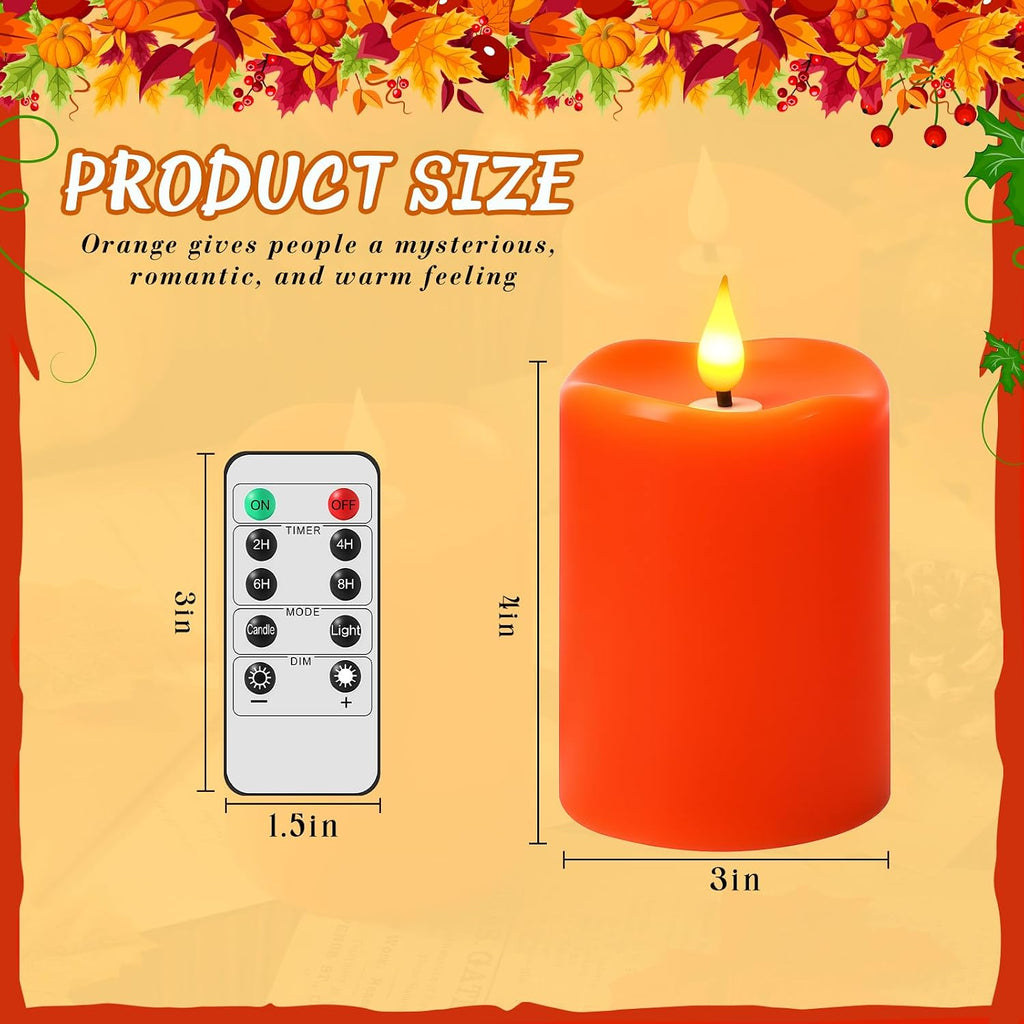 Retisee Flameless LED Candles Real Wax, 4 Pcs, Orange, 3 x 4 in