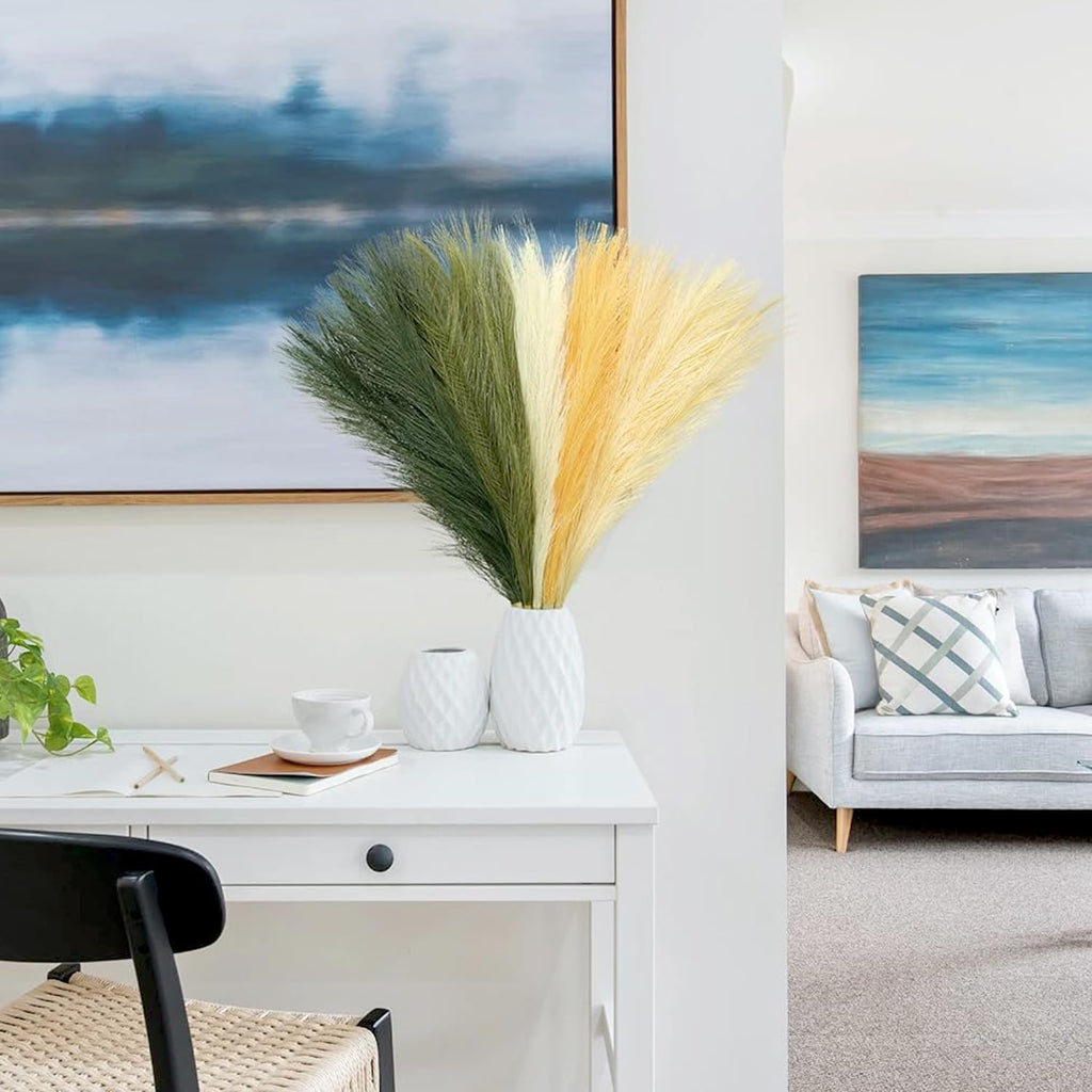 Faux Pampas Grass Decor ， 21.7 Inch Artificial Pampas Grass Blue Reed Grass, Vase Filler for Home Decor, Room, Bathroom, Wedding, Table Centerpiece - 20PCS