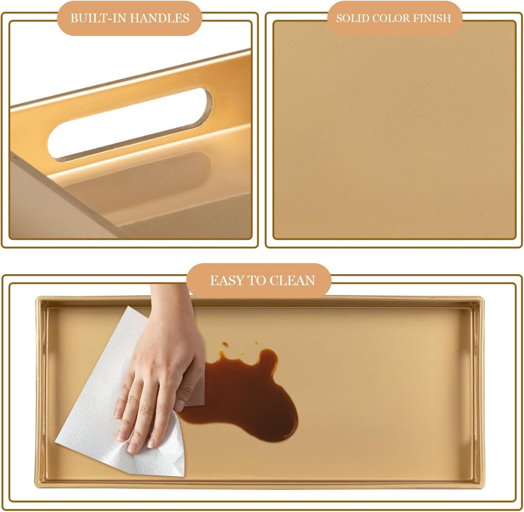 MAONAME Golde Bathroom Tray, Rectangular Toilet Tank Trays with Handles
