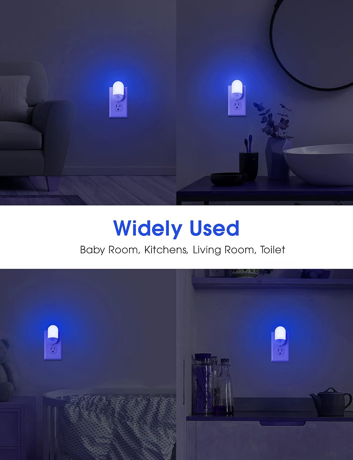 L LOHAS LED Blue Night Light, Night Lights Plug into Wall[2 Pack], 0.6W LED