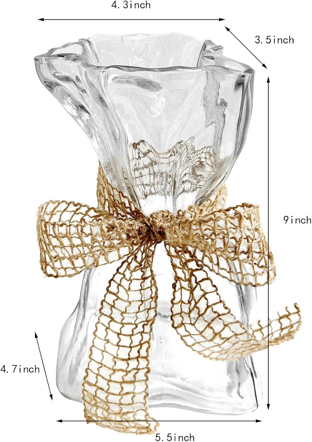 Transparent Irregular Shaped Modern Minimalist Glass Vase - Fashionable Multi-Use Home Decor for Flowers, Centerpiece, Kitchen, Office, Wedding & Holiday
