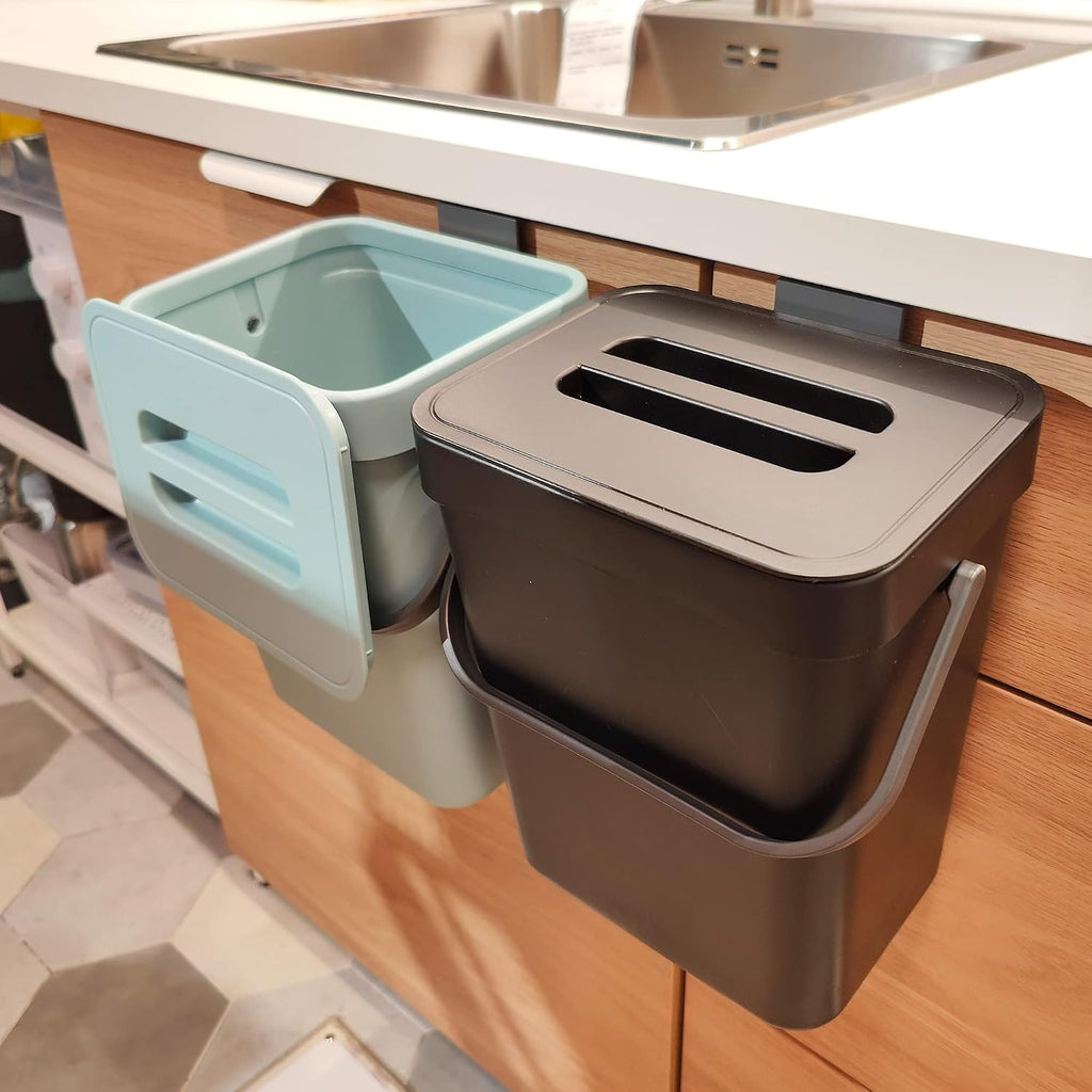 stonespace Kitchen Compost Bin 1.3 Gal Hanging Under Sink Trash Can,Black