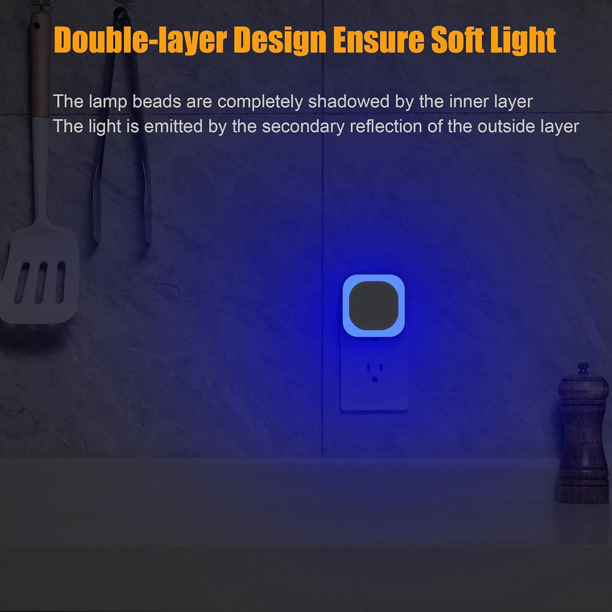 YUNLEX 6 Pack Blue Night Lights Plug into Wall, Dim Light for Bathroom