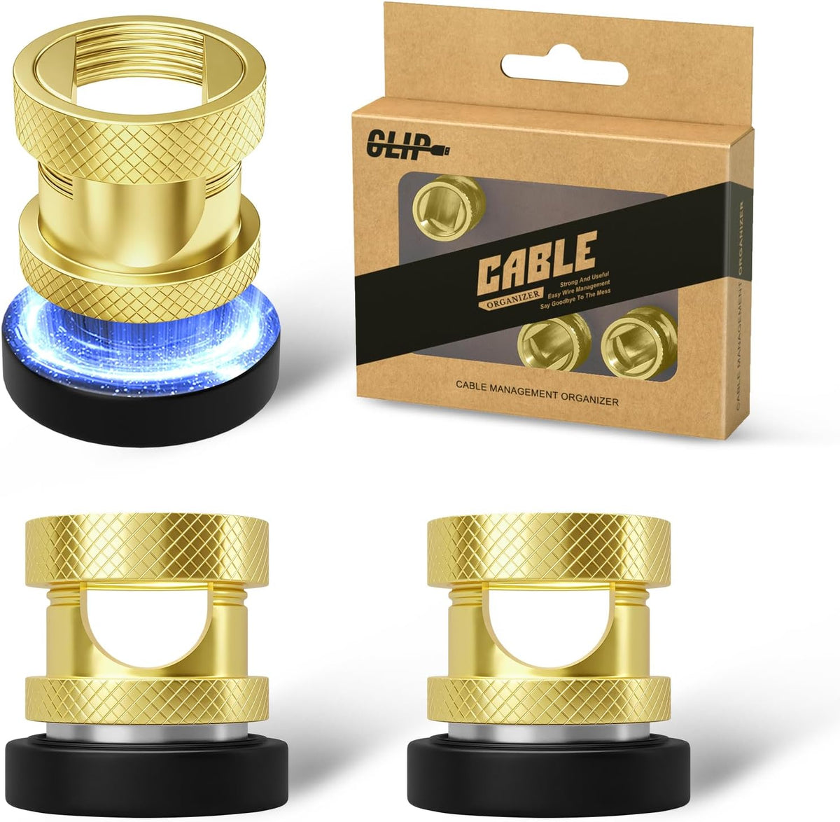 Viaky Magnetic Cord Holder,3 PCS Gold Metal Wire Organizer