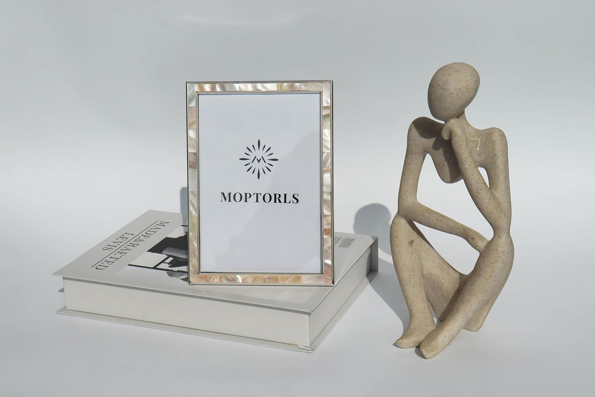 4x6 Mother of Pearl Shell Metal Picture Frame White 1Pc