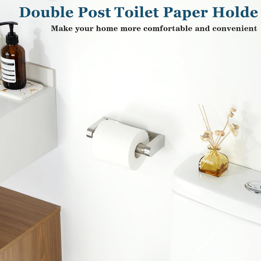 Alise Toilet Paper Holder Wall Mounted with Adhesive or Wall Drill, Brushed