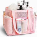 Mesh Shower Caddy Portable with Zipper for College Dorm Essentials Pink