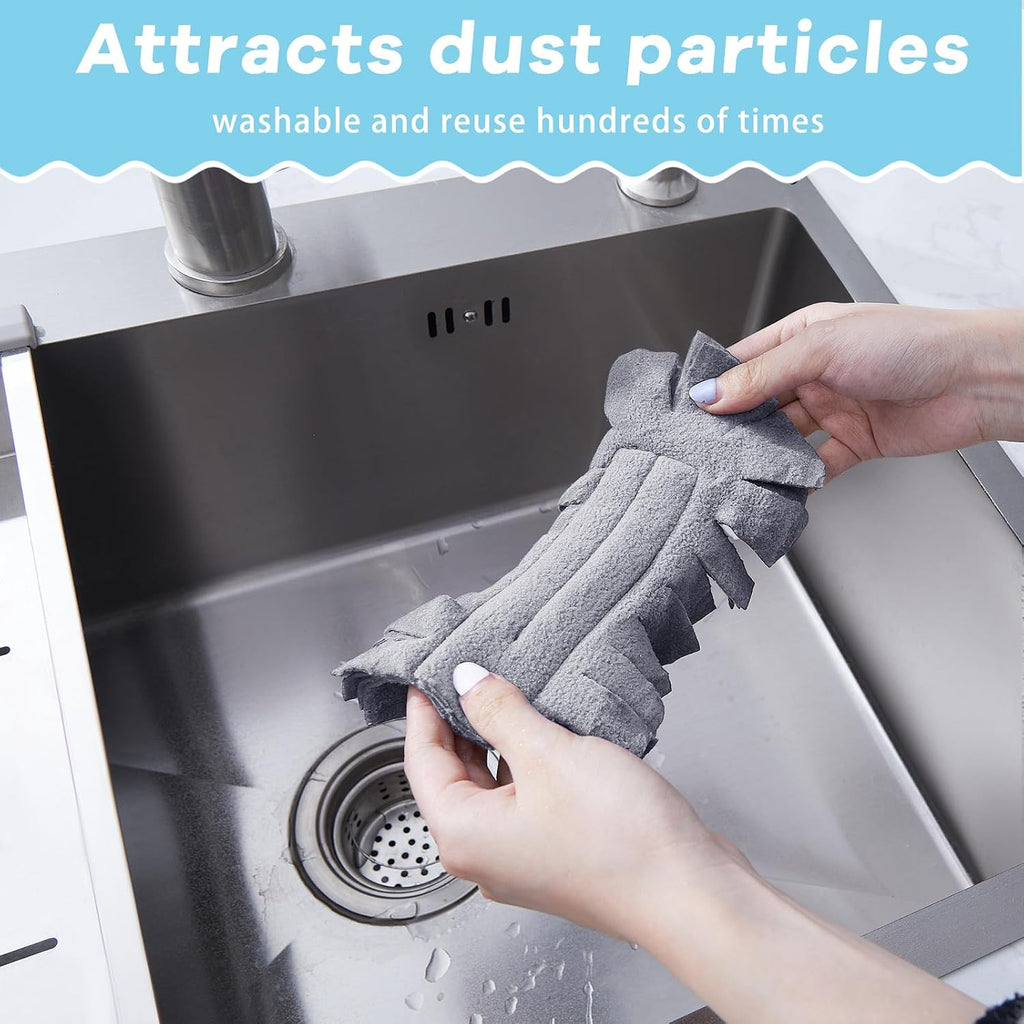 12 Pcs Reusable Duster Refills Washable Pads, Yellow,Grey, Turq