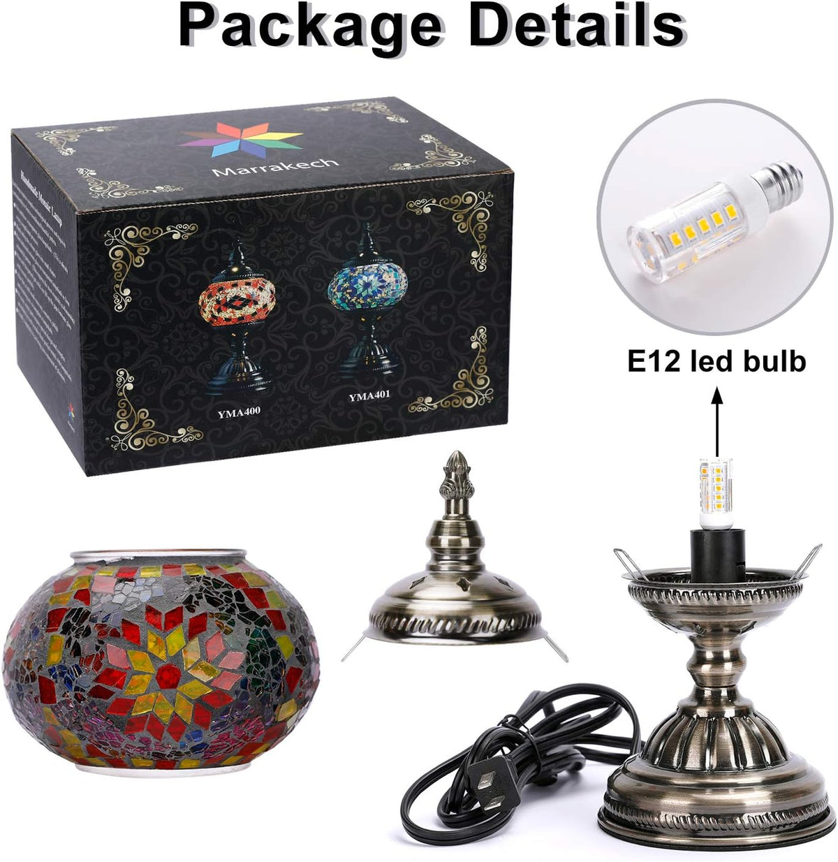 Marrakech Turkish Mosaic Lamp Stained Glass Table Lamp with Tiffany Style
