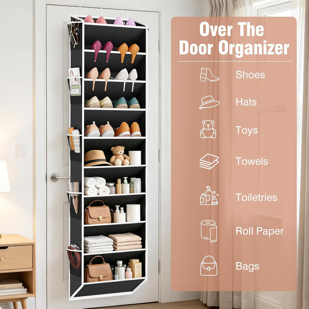 VTRIN Over the Door Shoe Organizer Hanging Shoe Rack for Closet, Black