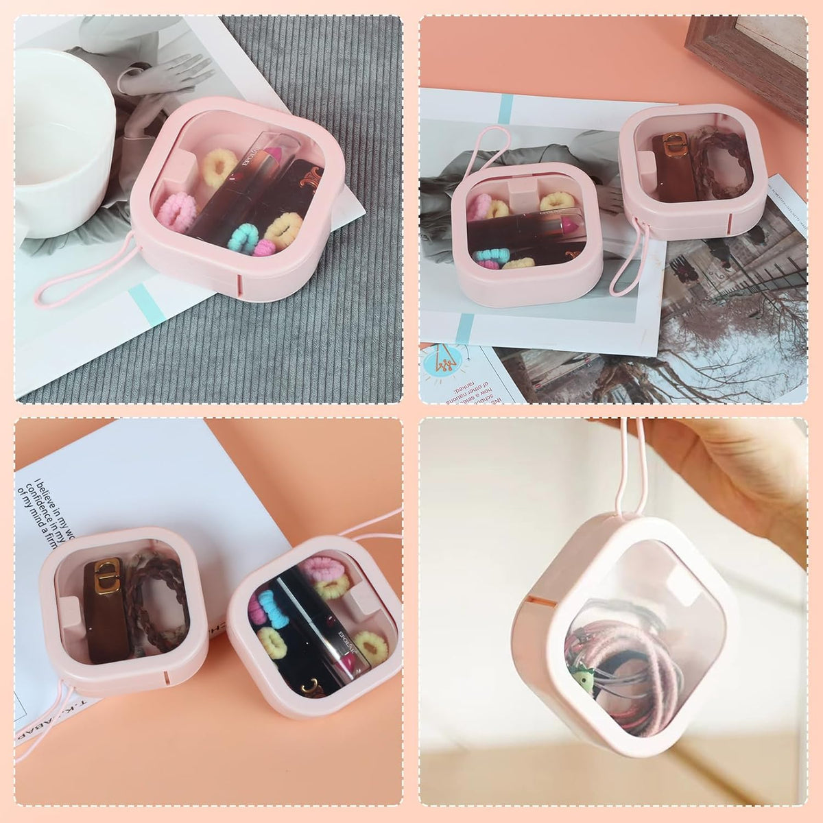 Hair Tie Organizer, Small Portable Hair Accessories Storage Can Be Stackable Or Hung On The Wall, Small Items Holder Hair Tie Organizer for Jewelry Hair Stuff Hair Clip Hair Tie Cotton Swab Desktop