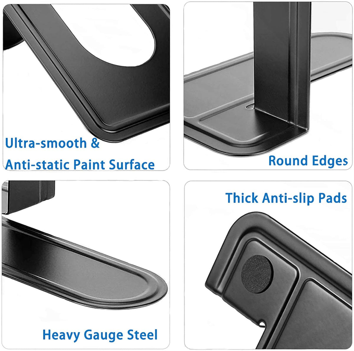 Metal Book Ends for Shelves, Book Shelf Holder Home Decorative, Book Ends for Heavy Books/Movies/CDs, Black 6.5 x 5 x 5.7 in, 4 Pair/ 8 Piece (Pack of 2)