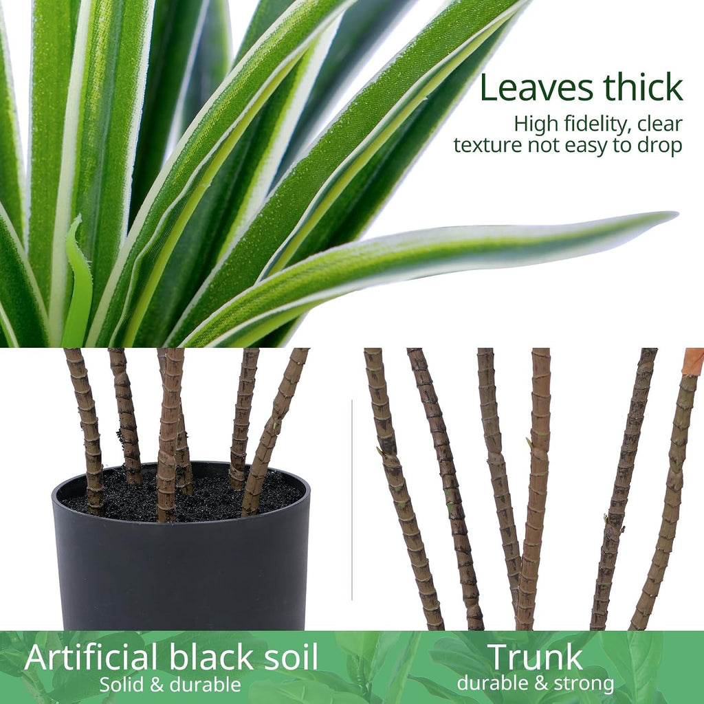 Yepdin Artificial Dracaena Plants Indoor, 5 ft Faux Tropical Floor Plants Indoor, Tall Fake Yucca Silk Tree in Pot, Artificial Trees for Home Office Decor Indoor Outdoor Housewarming Gift