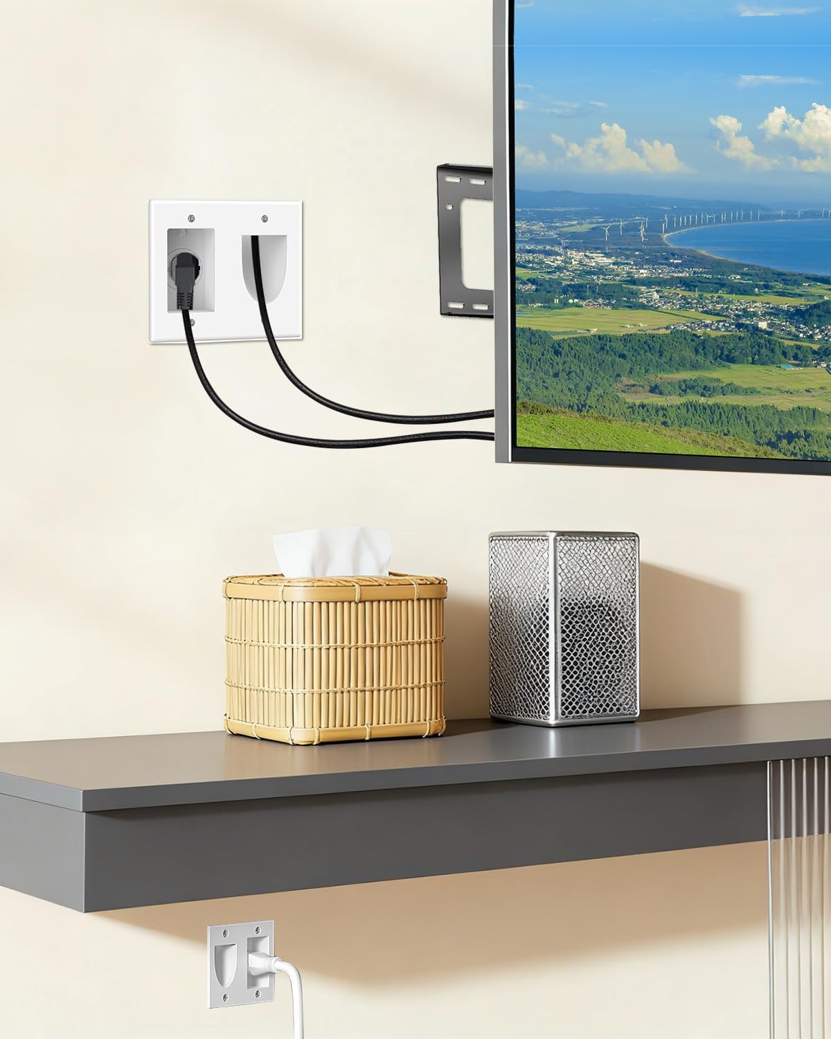 FORGING MOUNT Cord Hider for Wall Mount TV with 6.23 ft Extension Cord