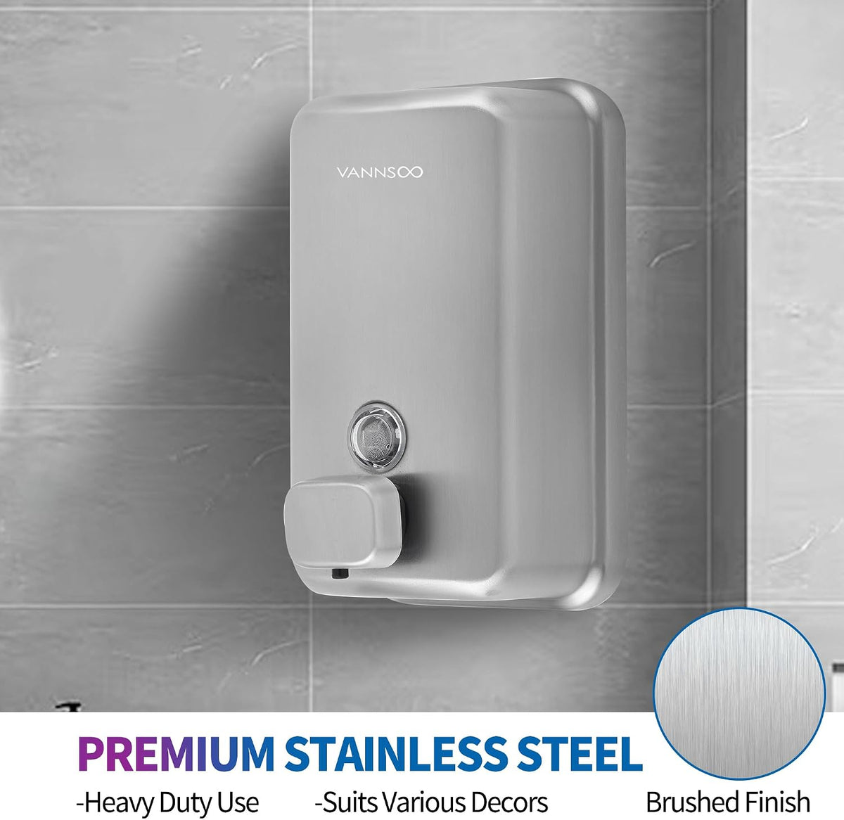 Commercial Soap Dispenser Wall Mount, Stainless Steel, 2 Pack