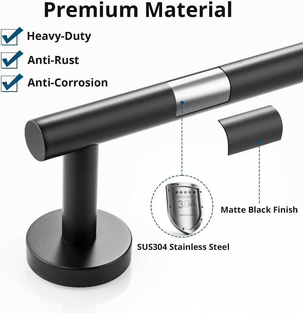 SAYAYO Towel Racks for Bathroom 24 Inch, Matte Black Towel Bar Wall Mounted
