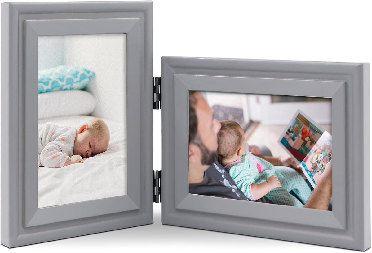Double 5x7 Vertical Horizonta Frame, Grey Decorative Wood Frame